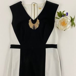 Calvin Klein black and white body con dress